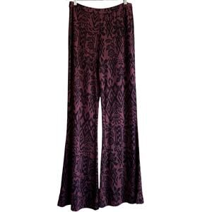 Abercrombie & Fitch M Boho Flare Stretch Lounge Pants Burgundy Black Ikat Floral